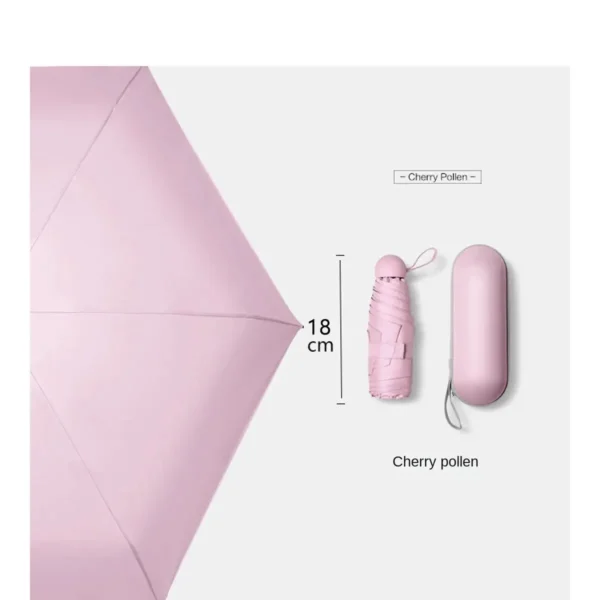 Capsule Umbrella Portable Mini Sunshade Sunscreen Rain Umbrella Black Rubber Alloy Handle Foldable Sun Rain Dual Use - obrazek 5