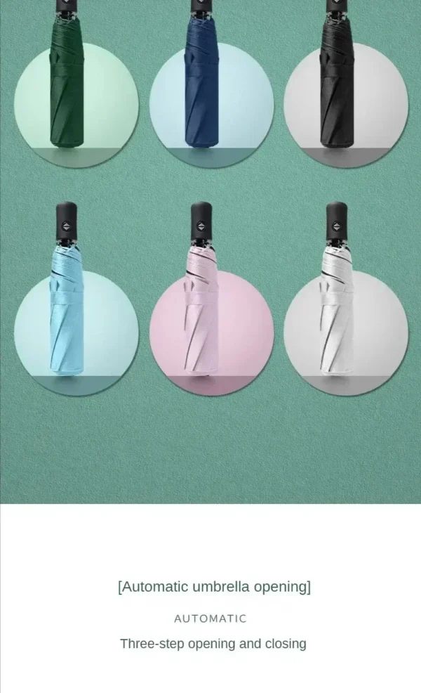 Mini Folding Automatic Umbrella Anti UV Rain Sun Umbrella Fashion Portable Windproof Light Women Men Children Parasol Umbrella - obrazek 22