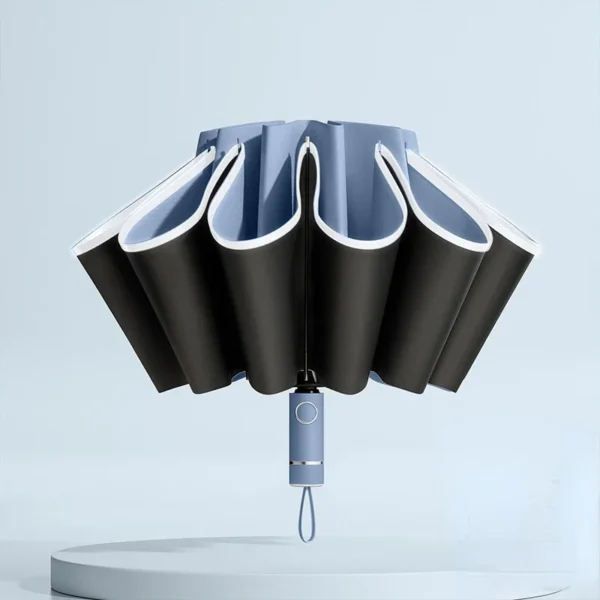 Men Women Umbrella  Fully Automatic Reverse Folding Umbrella with Windproof Reflective Stripe UV Umbrellas - obrazek 11