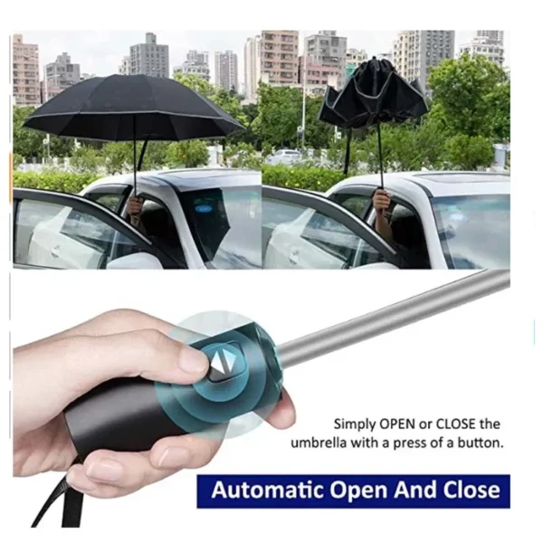 Men Women Umbrella  Fully Automatic Reverse Folding Umbrella with Windproof Reflective Stripe UV Umbrellas - obrazek 17