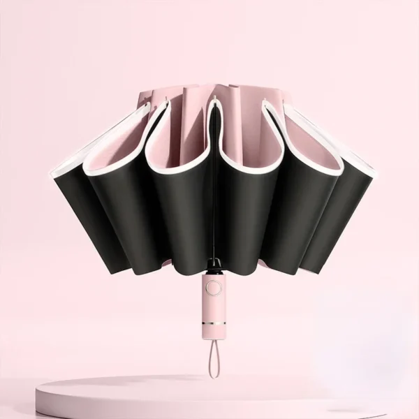 Men Women Umbrella  Fully Automatic Reverse Folding Umbrella with Windproof Reflective Stripe UV Umbrellas - obrazek 8