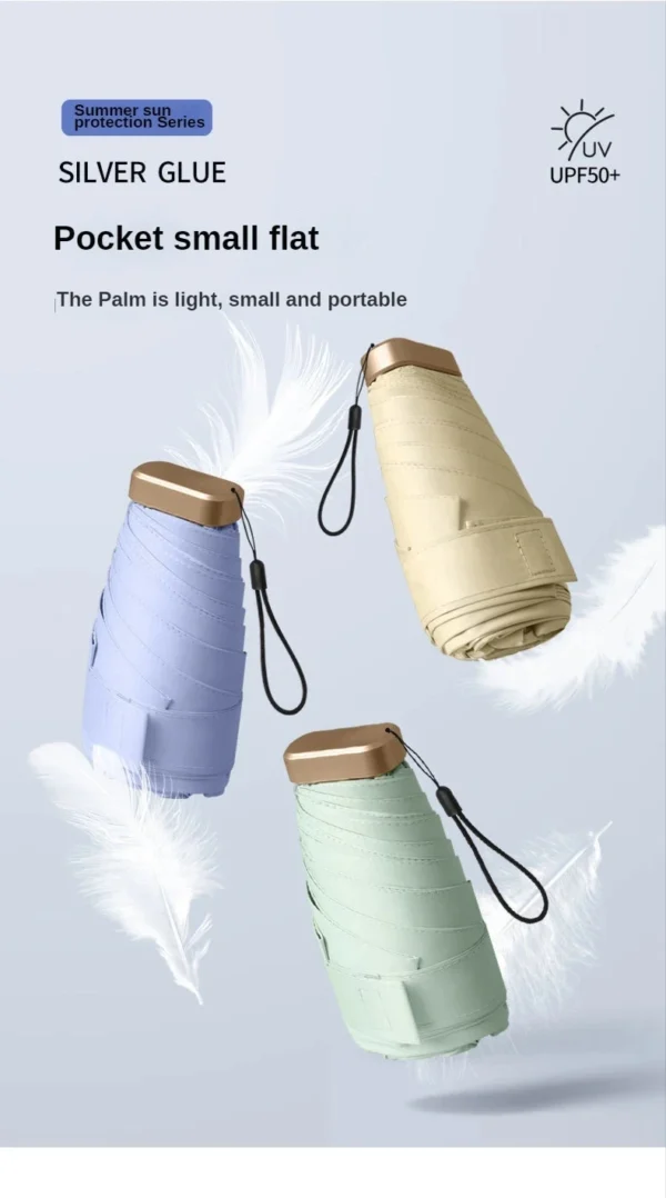 55% Off Mini Sun Umbrella Small Pocket Rain Umbrella Vinyl Folding UV Ultraviolet Protection Sun Shade Pocket Parasol Capsule - obrazek 15