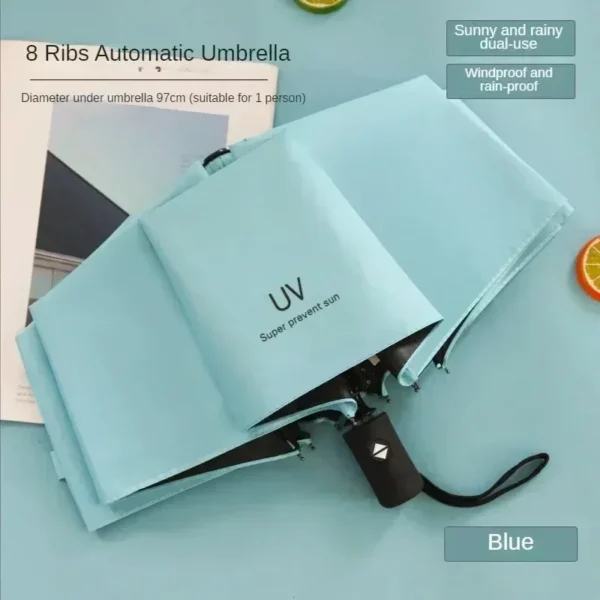 Mini Folding Automatic Umbrella Anti UV Rain Sun Umbrella Fashion Portable Windproof Light Women Men Children Parasol Umbrella - obrazek 4