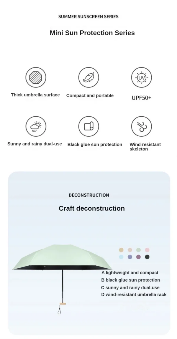 55% Off Mini Sun Umbrella Small Pocket Rain Umbrella Vinyl Folding UV Ultraviolet Protection Sun Shade Pocket Parasol Capsule - obrazek 16